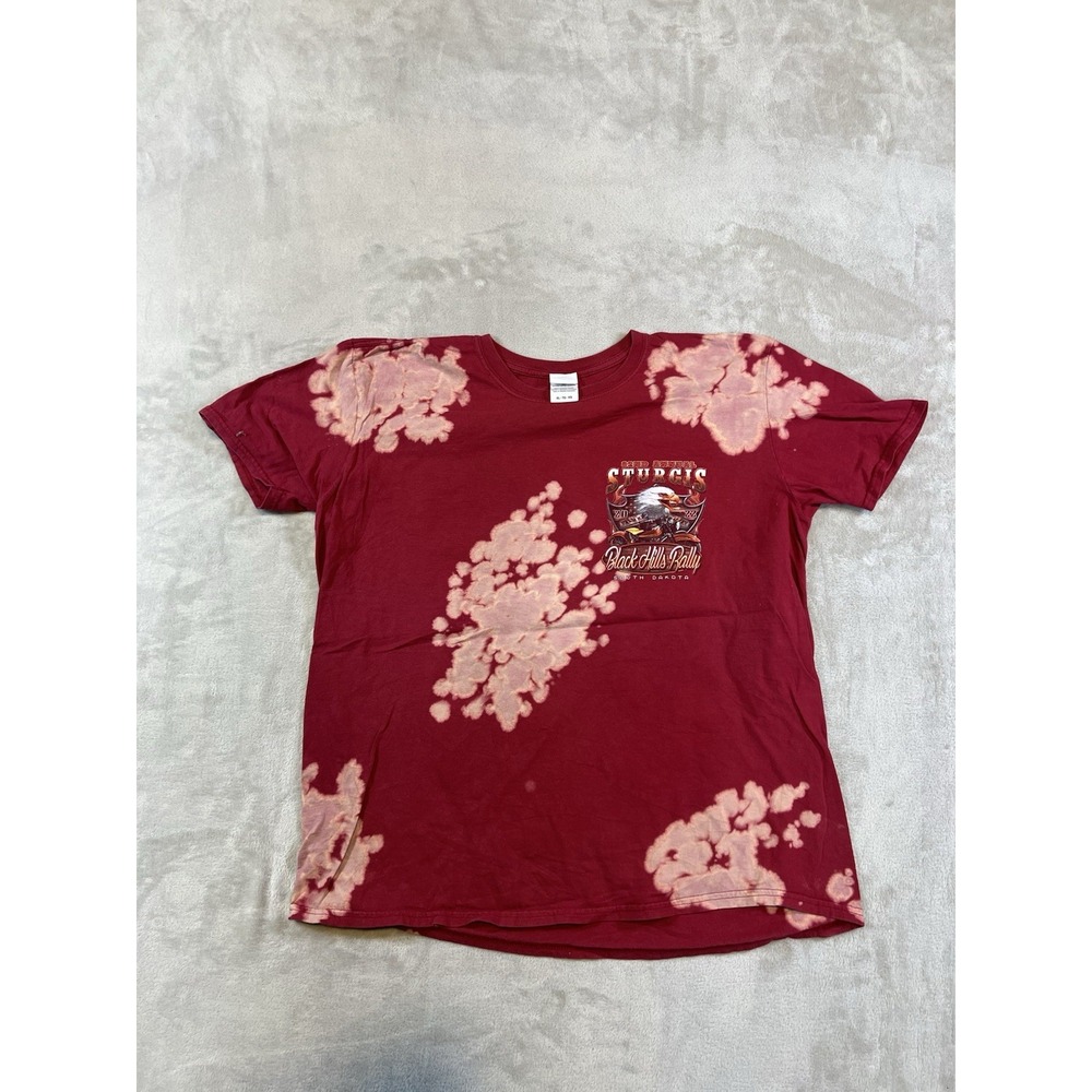 Sturgis Black Hills Rally 2022 Bleached T-Shirt Mens XL Maroon Tie Dye